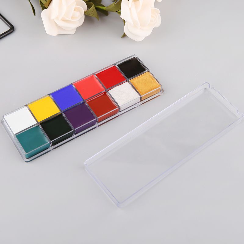 [Hàng mới về] Bộ 12 màu sơn dầu vẽ mặt và cơ thể trang điểm chuyên nghiệp