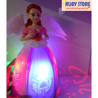 BÚP BÊ CÔNG CHÚA KHIÊU VŨ VÀ XOAY TRÒN XÒE VÁY CÓ ĐÈN LED 3D VÀ NHẠC TIẾNG ANH Dùng pin