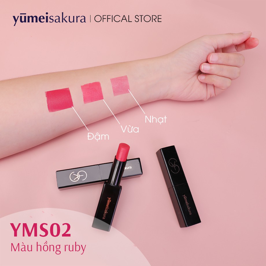 Son Dưỡng Môi Yumeisakura Collagen Boosting Màu Hồng Ruby YMS02 3.5g