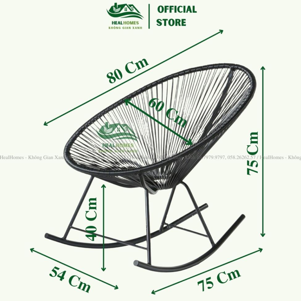 Ghế lười bập bênh thư giãn dây văng Acapulco giả mây lõi thép trang trí ban công phòng khách decor sân vườn  / Đà Nẵng