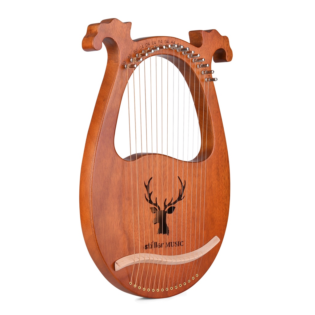 (Giá Thấp Nhất) Nhạc Cụ Dây 16 Dây Lyre Harp Bằng Gỗ Trơn Với Búa Điều Chỉnh Họa Tiết Nai Cho Người Mới Bắt Đầu