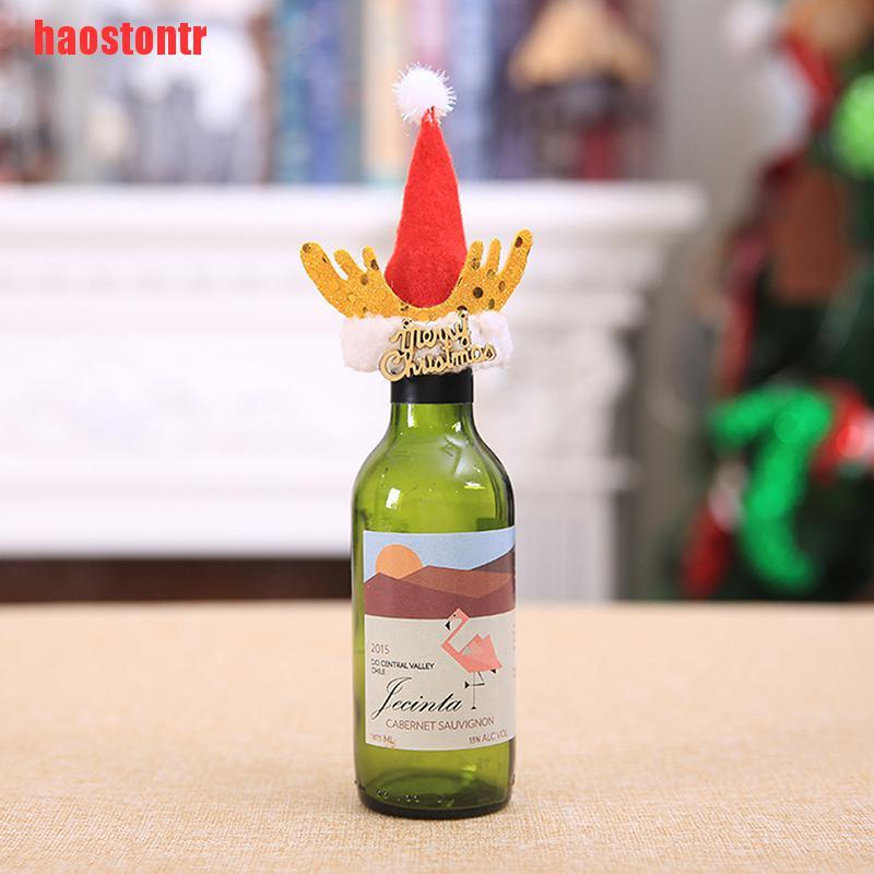 [haostontr]4Pcs Christmas Wine Bottle Protection Cap Table Decoration DIY Home Decorations