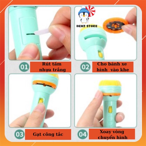 Đèn pin chiếu hình cho bé 24 hình động vật sắc nét BENZ STORE  DP00