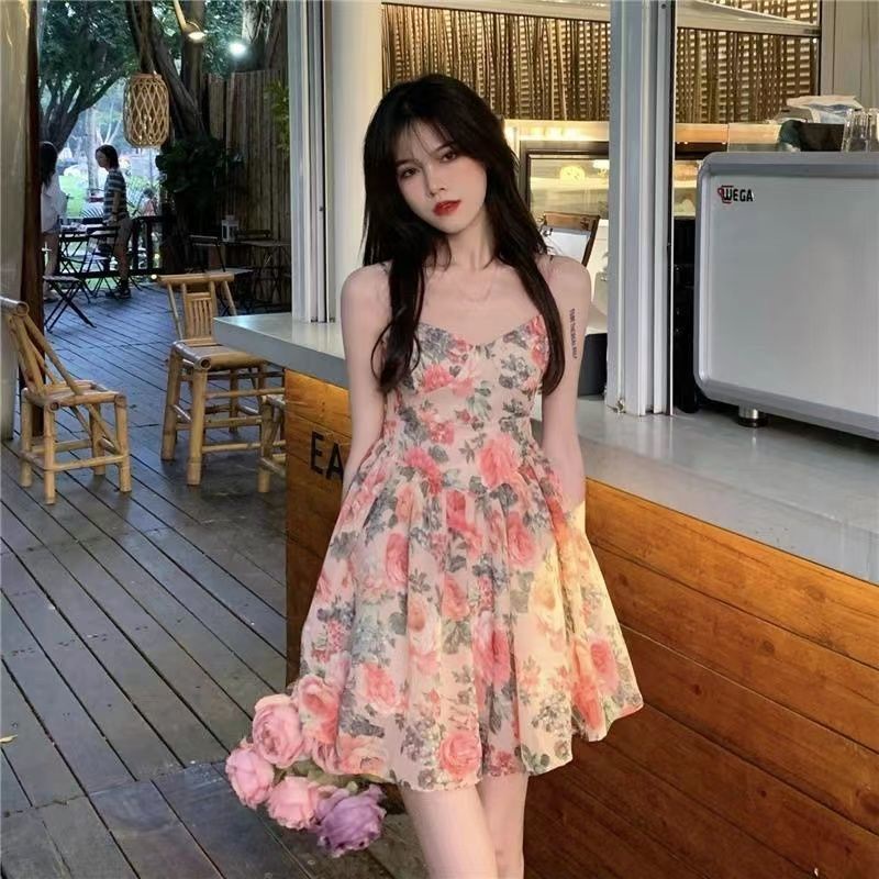 Đầm Hai Dây Dáng Chữ a Họa Tiết Hoa Thiết Kế Mới Thời Trang Dành Cho Mùa Hè