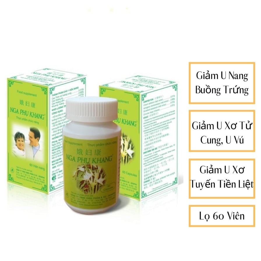 Nga Phụ Khang-Mẫu mới tiết kiệm hơn - giảm U xơ tử cung, u nang buồng trứng (lọ 360 viên tặng kèm lọ 60v)