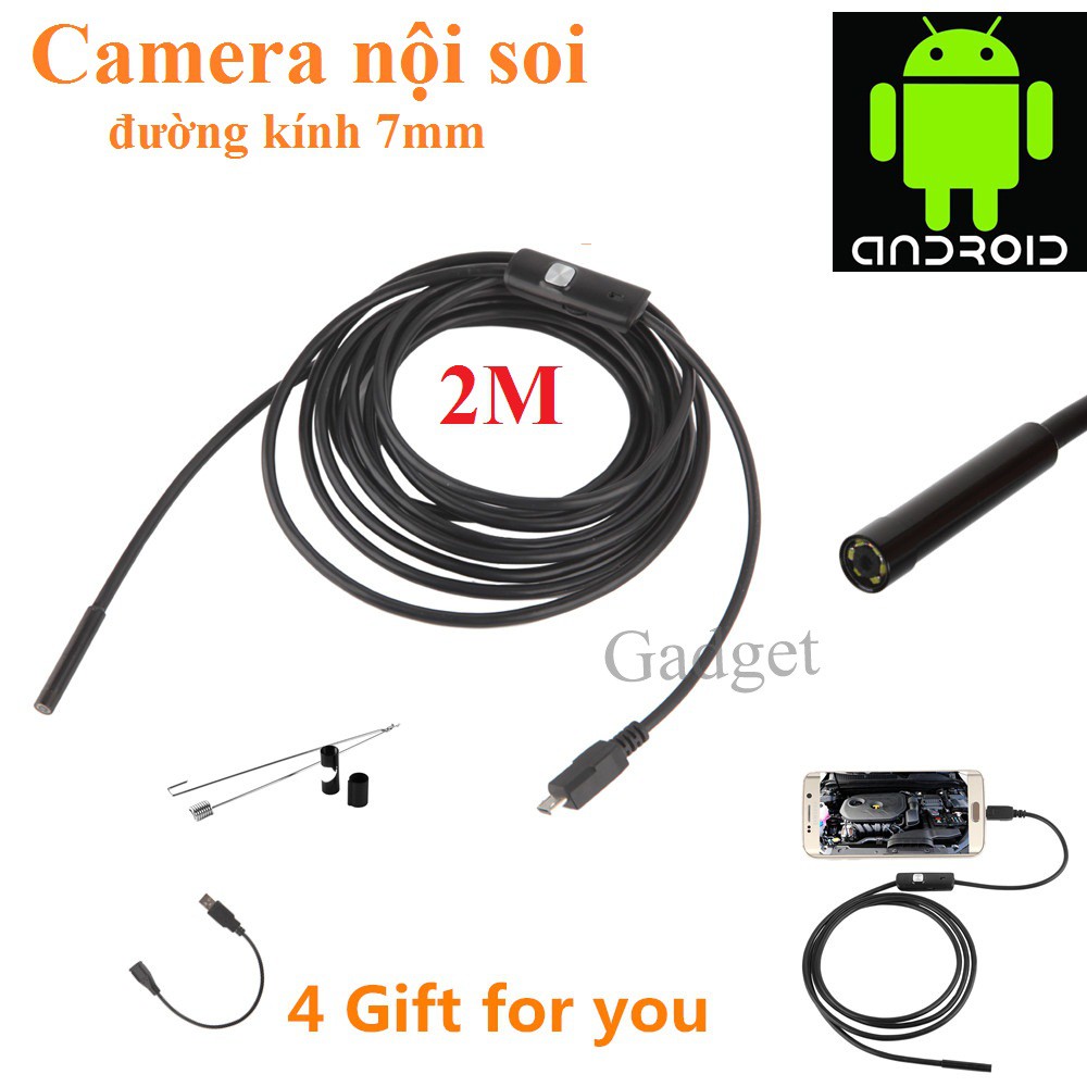 Camera nội soi siêu rẻ 7mm-2m - Chống nước IP67 (Đen)