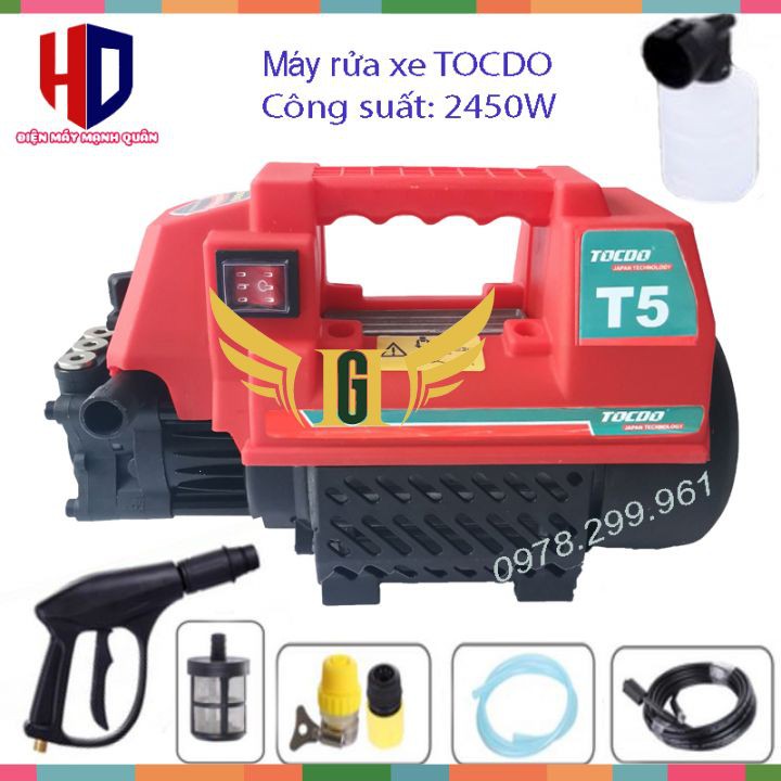 [100% CHÍNH HÃNG ] Máy Rửa Xe TOCDO 2450W TD-900 Áp Lực Cao - Cảm Ứng Từ - Lõi Đồng 100%