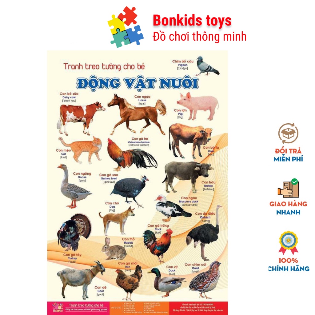Tranh treo tường 14 chủ đề cho bé nhận biết thế giới xung quanh từ 6 tháng tuổi, đồ chơi giáo dục Bonkids toys