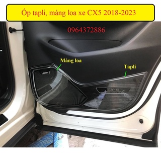 Ốp tapli, màng loa cánh cửa xe Mazda CX5 2018 - 2022, 2023, 2024  titan cao cấp