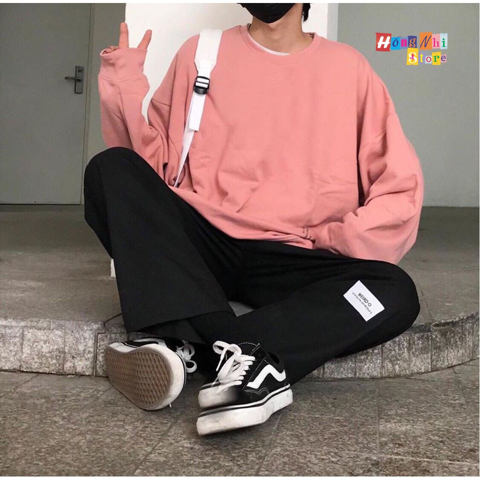 ÁO SWEATER TRƠN CHẤT NỈ LÓT BÔNG MÀU HỒNG RUỐC - SWEATER UNISEX - MM