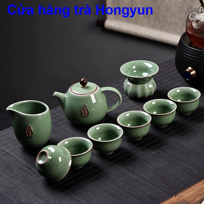 Bộ ấm trà men ngọc đặc biệt Bộ gốm gia dụng ấm trà đơn giản Bộ khay trà hoàn chỉnh của Kung Fu trà Bán buôn