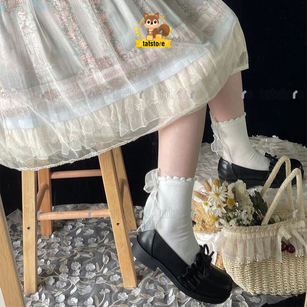 Tất vớ nữ cổ cao phong cách lolita kèm nơ điệu đà cosplay nữ sinh chụp ảnh siêu đẹp TẤT STORE 7CCF2