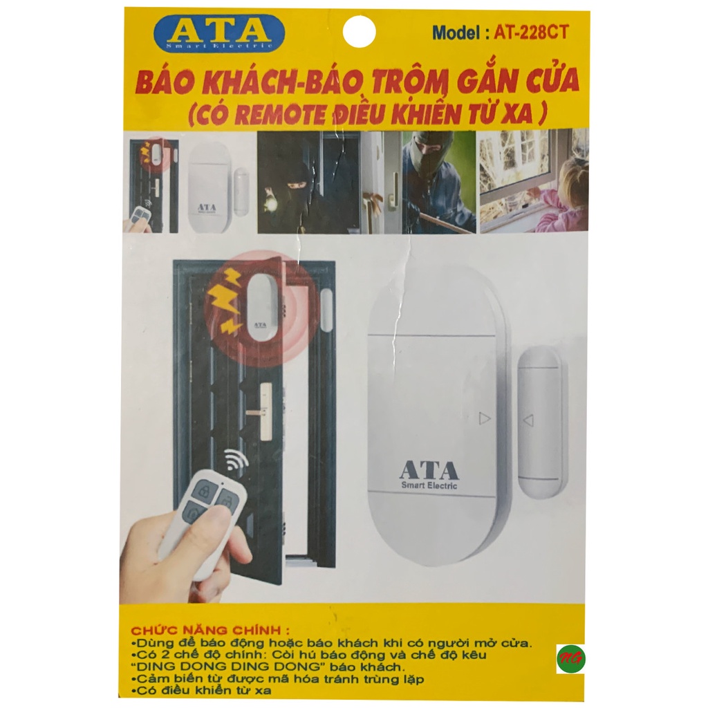 Chuông cửa từ DÁN CỬA báo trộm báo khách có REMOTE điều khiển từ xa 3 CHỨC NĂNG ATA AT-228CT