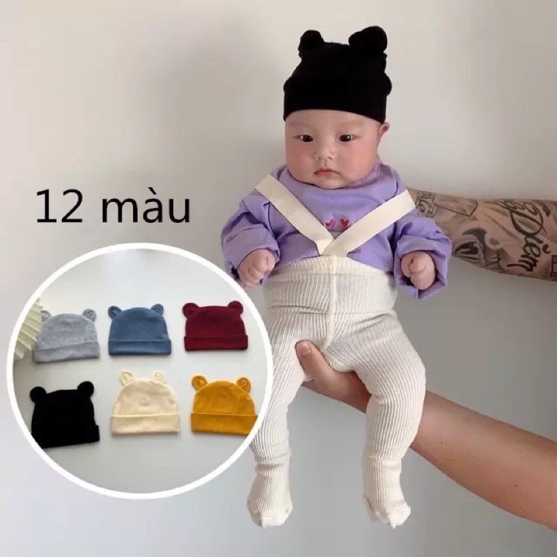 Mũ Sơ Sinh Tai Gấu cho bé 0-6 tháng nhiều màu