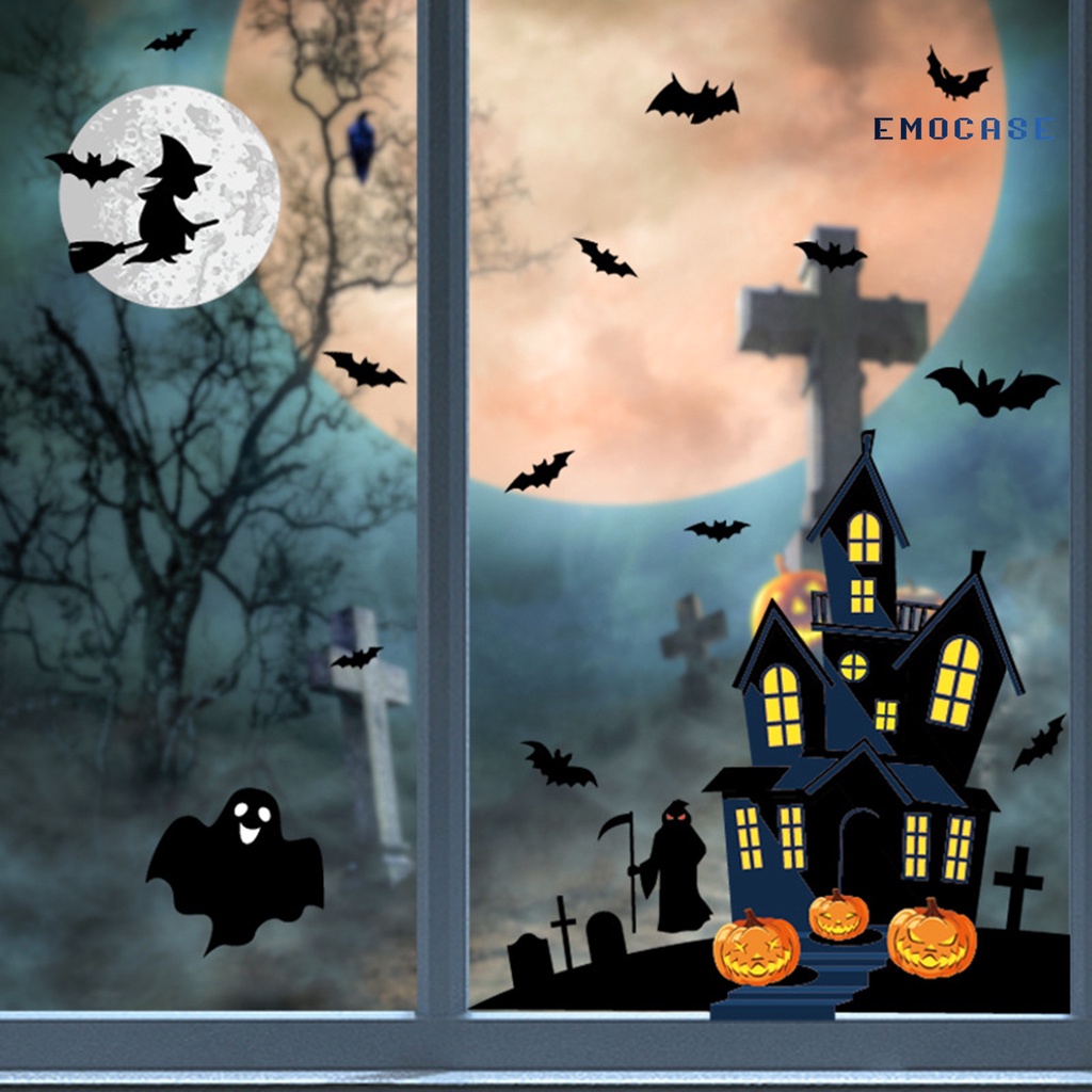 Set 2 / 4 Miếng Dán Kính Cửa Sổ Bằng PVC Trang Trí Tiệc Halloween