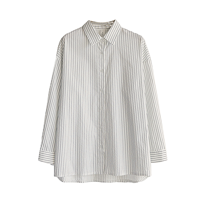 Áo sơ mi họa tiết kẻ sọc thời trang retro Hàn Quốc cá tính cho nữ