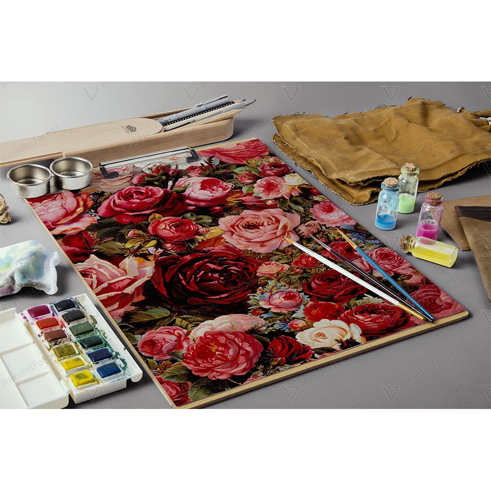Tranh sơn dầu số hoá đã căn khung 40x50 cm hoa hồng PH9341