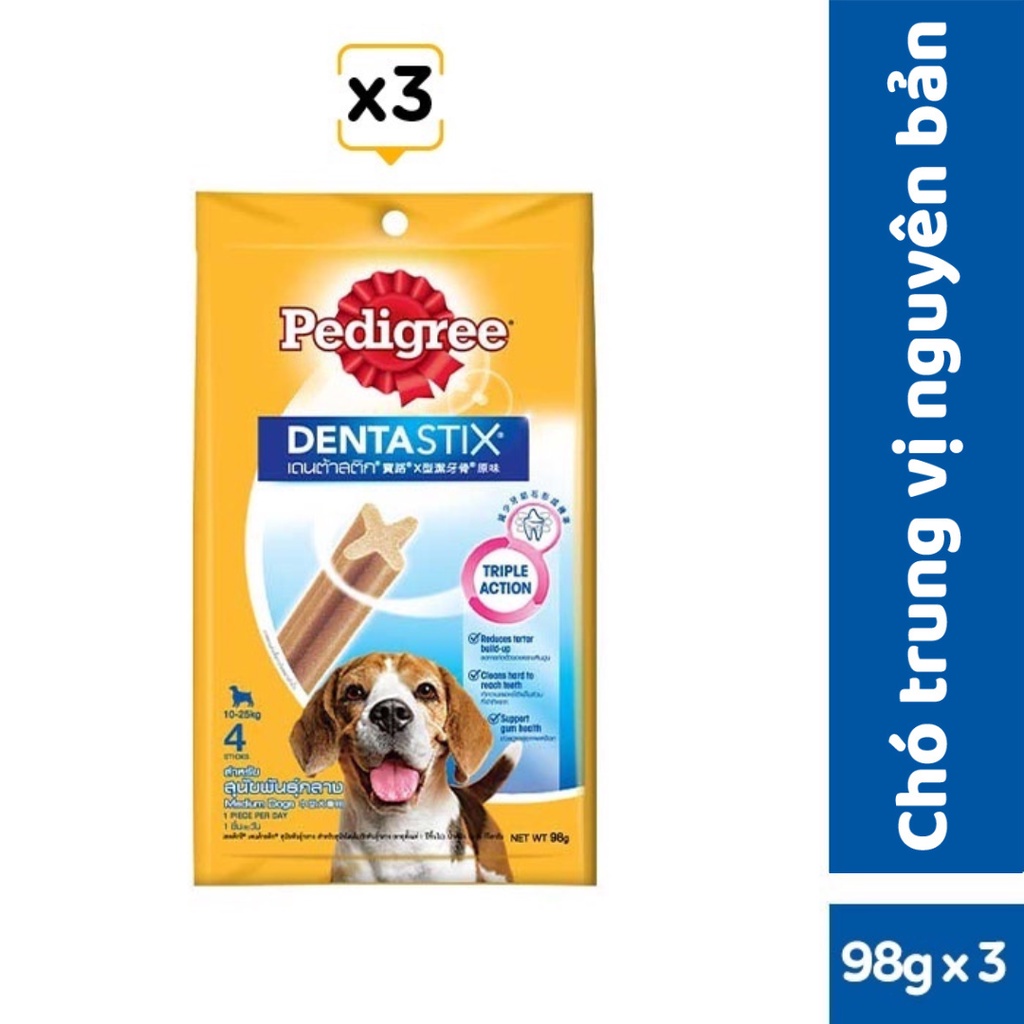 Bánh Xương Chăm Sóc Răng cho Chó Trung PEDIGREE Dentastix (3 Túi, 98g)