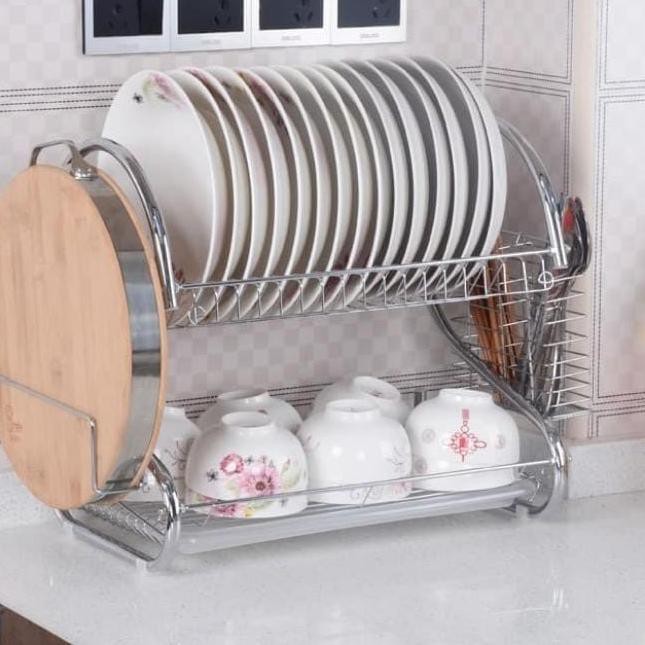 Giá Để Đĩa 2 Tầng Bằng Thép Không Gỉ Tiện Dụng