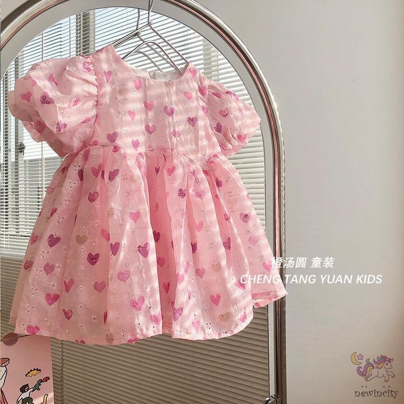 Đầm Công Chúa Tay Phồng Phong Cách Hàn Quốc Ngọt Ngào Cho Bé Gái