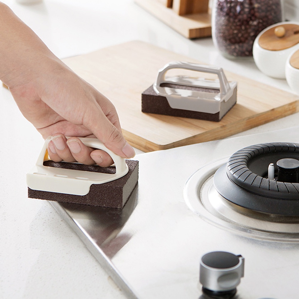 Miếng Bọt Biển Rửa Chén Bằng Thép Không Gỉ Màu Đen Có Tay Cầm Tiện Lợi Dành Cho Nhà Bếp