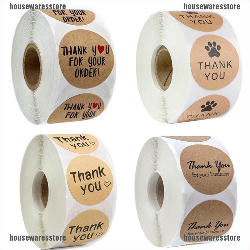 [Hàng mới về] Cuộn 500 miếng dán trang trí in chữ thank you for your order