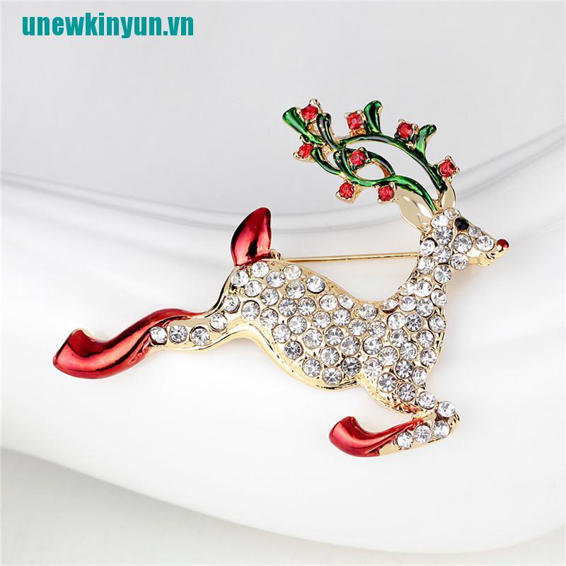 Y●1 Trâm Cài Áo Hình Tuần Lộc Giáng Sinh Đính Đá Pha Lê Mới