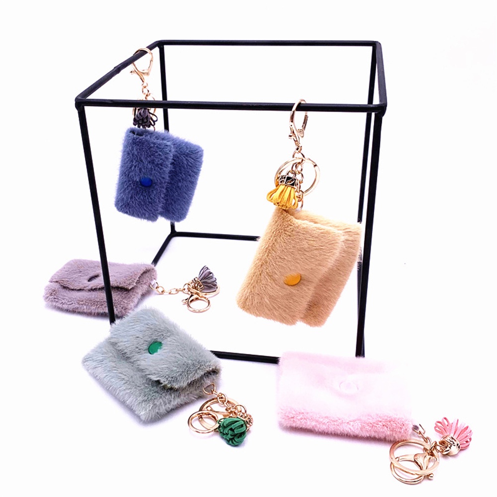 Ví Đựng Tiền Xu Mini Có Móc Khóa Tua Rua Bằng Vải Bông Dễ Thương Cho Nữ