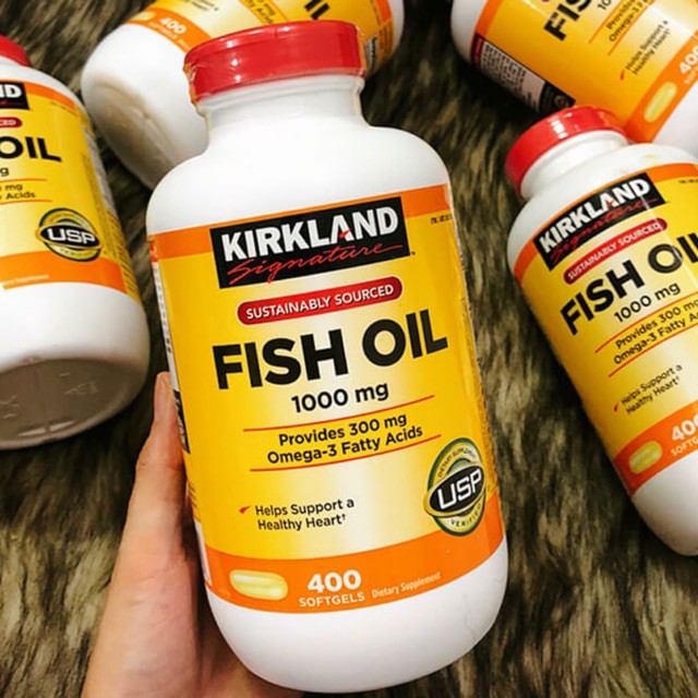 Viên Dầu Cá Sáng Mắt Tốt Cho Tim Mạch Kirkland Fish Oil 1000mg 400 Viên