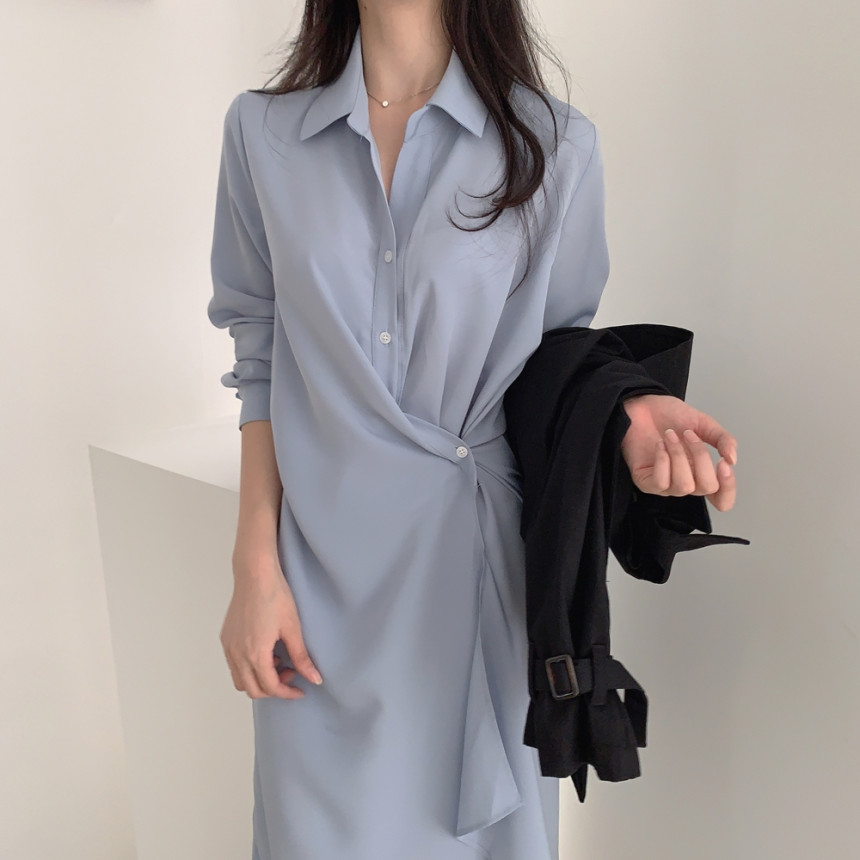 Đầm midi tay dài dáng ôm gọn 35708