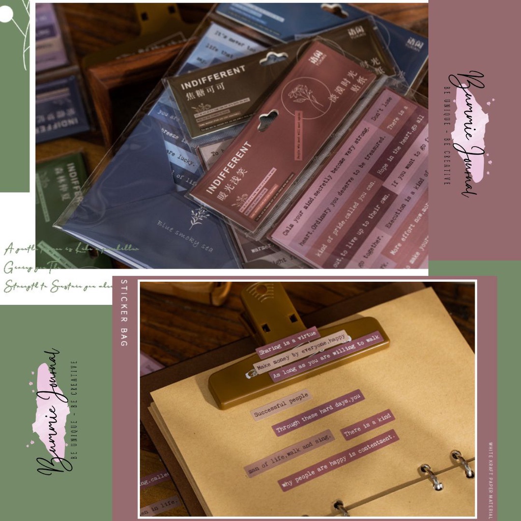 Set 6 tấm sticker chữ nghệ thuật nhiều màu sắc trang trí sổ journal