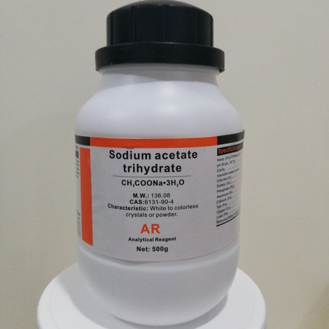 Sodium acetate trihydrate CH3COONa lọ 500g Xilong CAS 6131-90-4 natri acetat