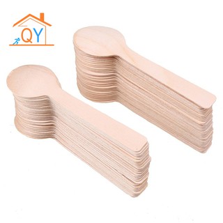100Pcs Disposable Wooden Spoon Mini Ice Cream Spoon Wood Western Dess