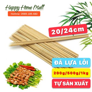 Que xiên thịt nướng, thịt rán, hoa quả, xúc xích bằng tre