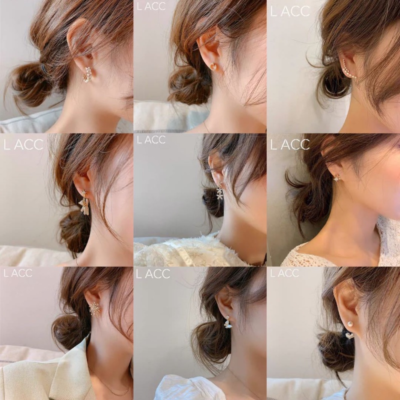 Bông tai mạ bạc 925 dáng dài phong cách Hàn Quốc thời trang