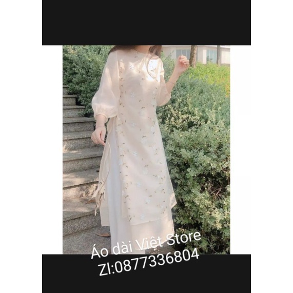 Áo Dài Cách Tân -Bộ Áo Dài Cách Tân Đẹp-Áo Dài Thêu Hoa 3D