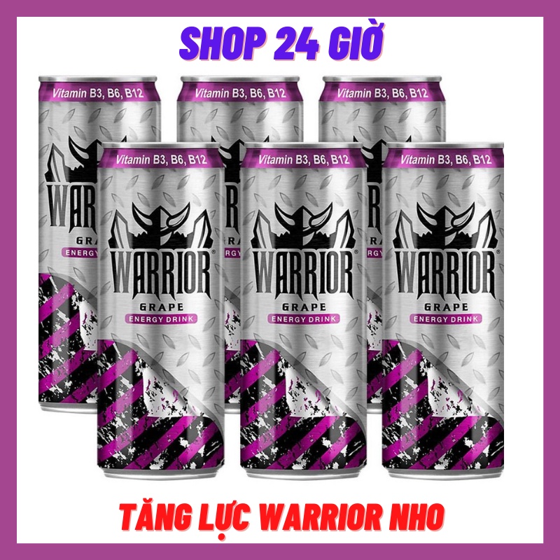 Tăng Lực Nho Warrior  Lon Thùng 24 Lon