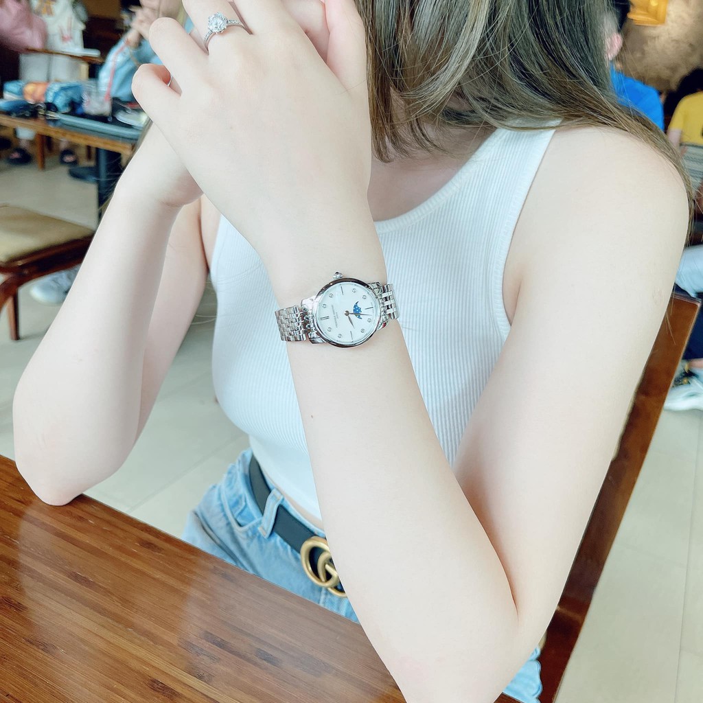 Đồng hồ nữ chính hãng Frederique Constant Moonphase - máy quartz pin Thụy Sĩ - Kính Sapphire