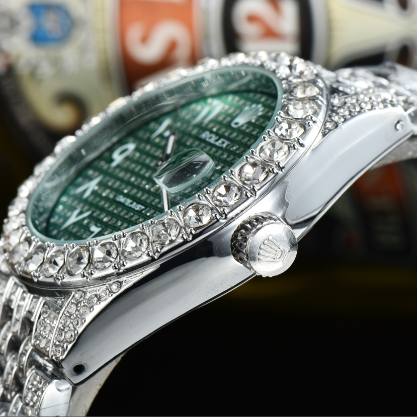 Rx Đồng Hồ quartz Nam Hiển Thị Ngày, Có Đính Hạt Đá, Có Lịch