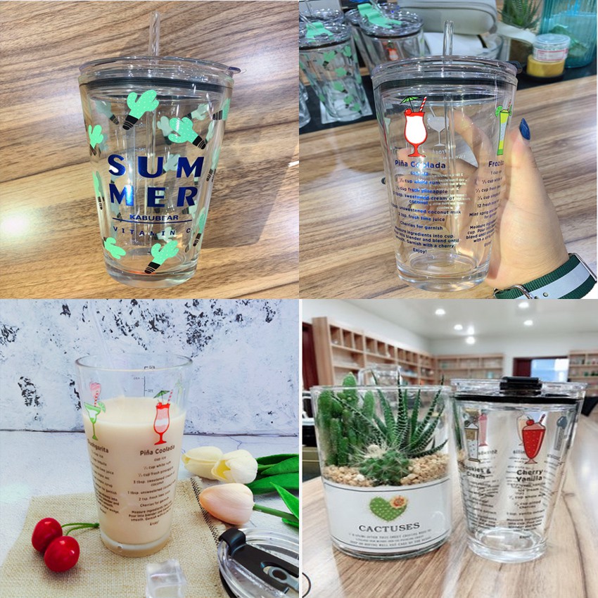 Ly Cốc Thủy Tinh Uống Trà Sữa Có Nắp TI0353 Không Kèm Ống Hút | BigBuy360 - bigbuy360.vn