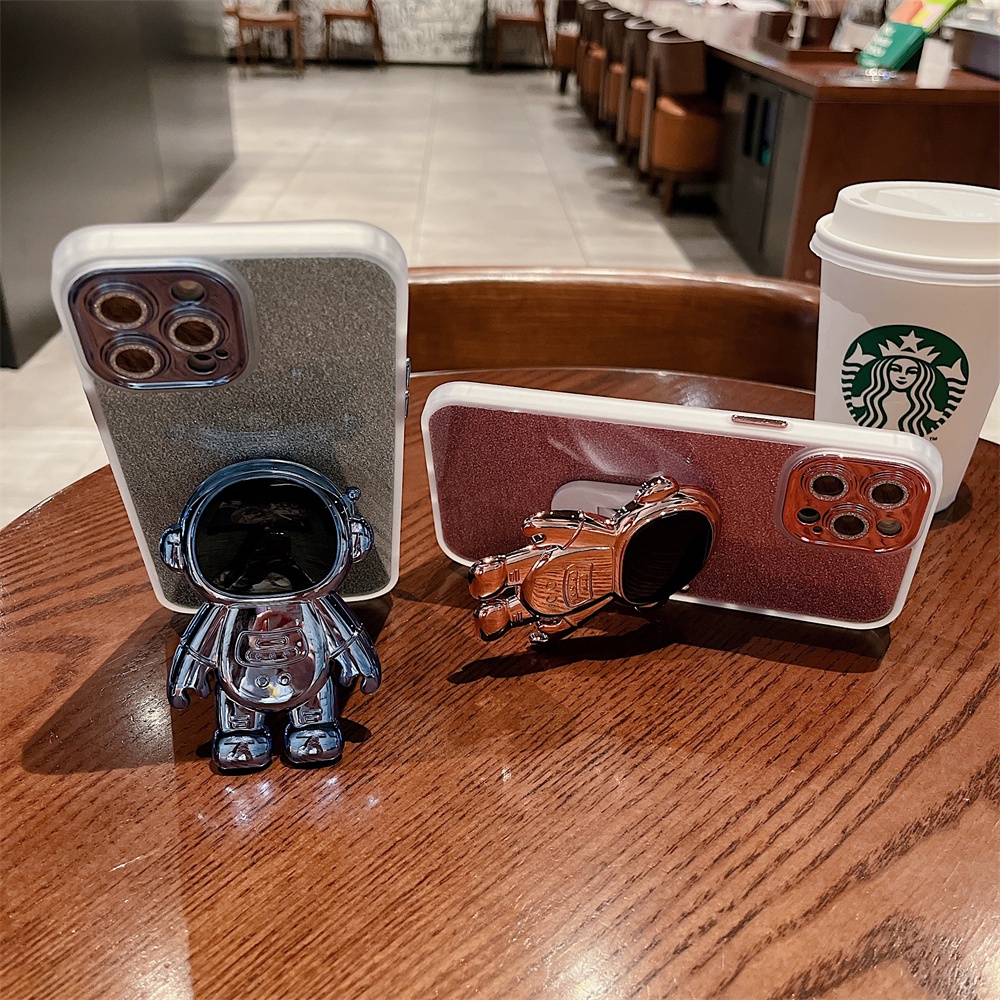 Ốp Điện Thoại Trong Suốt Mạ Điện Họa Tiết Phi Hành Gia Có Giá Đỡ Cho Iphone 13 12 11 Pro Max Xs Max Xr 8 7Plus Thẻ