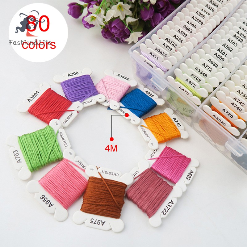 80 Cuộn Chỉ Cotton 4m Nhiều Màu Chất Lượng Cao