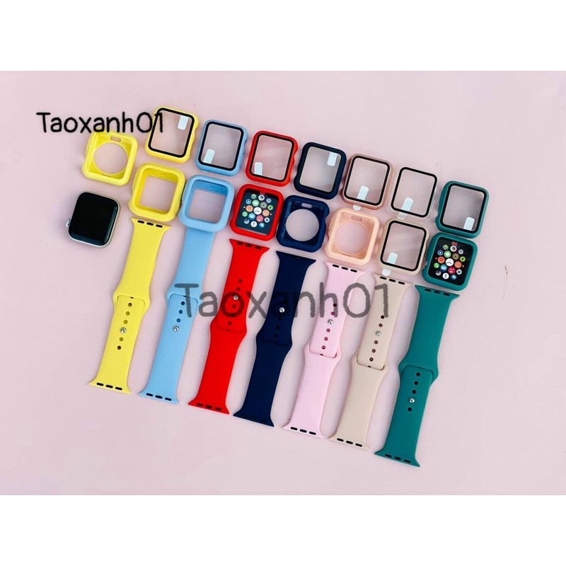 Combo dây đeo và cáe cường lực mặt đồng hồ apple watch
