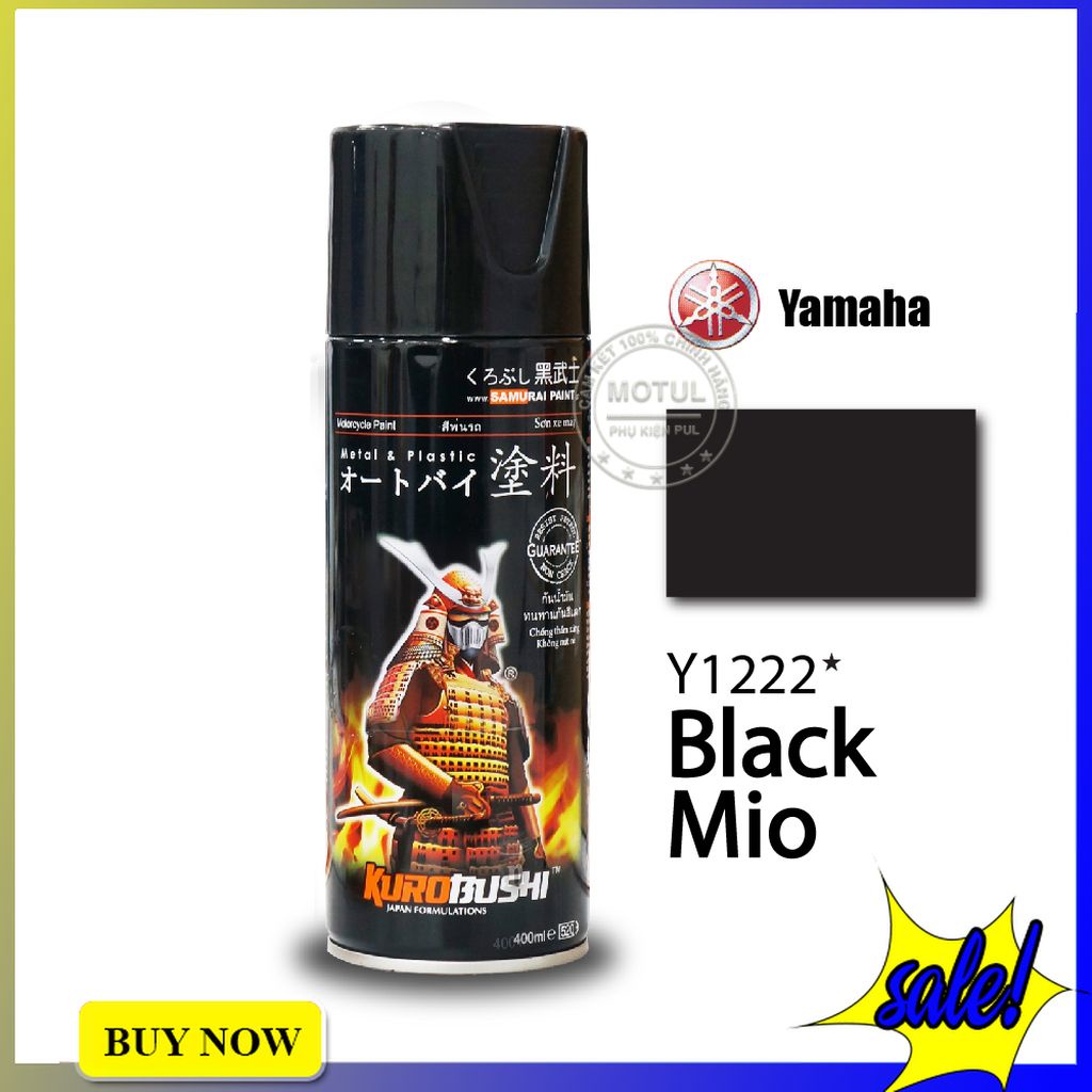 Combo 3 sơn xịt Samurai màu đen mio (gồm Y1222 - UCH210 - K1K - Giấy nhám P800)