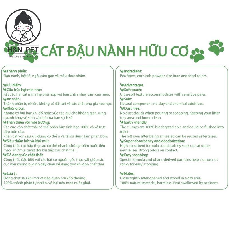 Cát Đậu Nành Hữu Cơ TFOR (6L) Vệ Sinh Cho Mèo - Cát Đậu Phụ Tofu/ Cát Mèo Khử Mùi, Ít Bụi