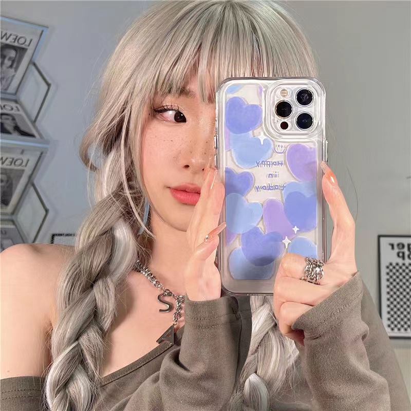 Ốp Điện Thoại Cứng Viền Silicon Dẻo Trong Suốt Họa Tiết Trái Tim Cho iPhone 14 13 12 11 Pro Max XS Max X XR 7 8 Plus SE 2