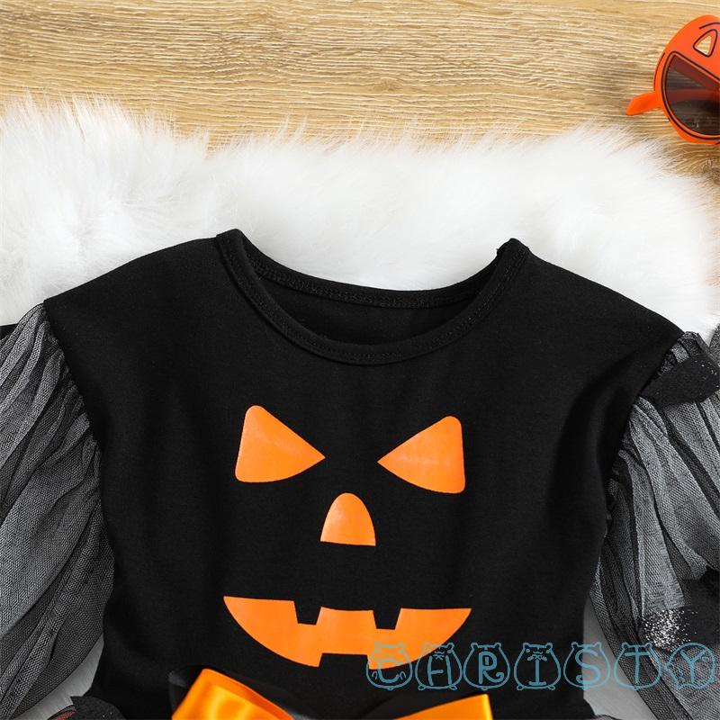 Đầm Bé Gái Phối Lưới Phong Cách Halloween Đáng Yêu