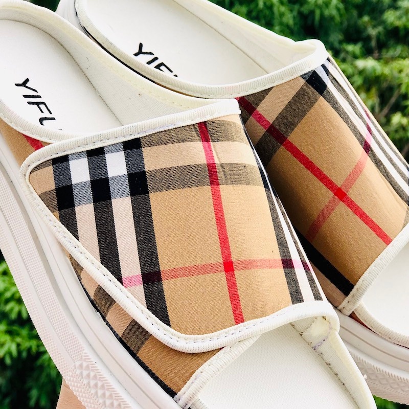 Giày vãi unisex đạp gót ❤️FREESHIP + Hộp❤️ dép quai ngang thể thao nam nữ, sục hở mũi đạp gót chất xịn, đế cao,burbery