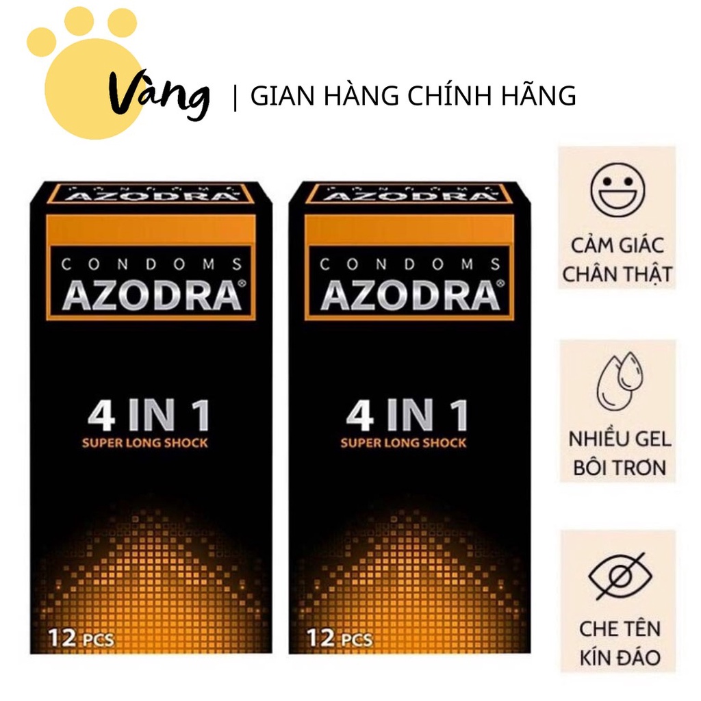 Bao Cao Su Gân Gai Kéo Dài Thời Gian Azodra 4in1 Hộp 12 Bao