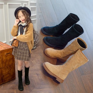 Giày Bốt Martin Cổ Cao Vải Cotton Thời Trang Cho Bé Gái